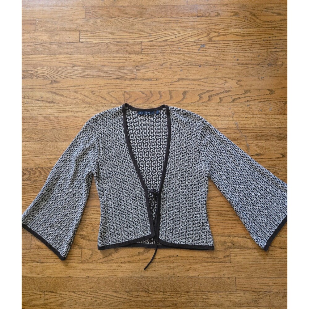 Vtg Lafayette 148 Silk Blend Knit Long Sleeve Duster Cardigan Brown Size Medium